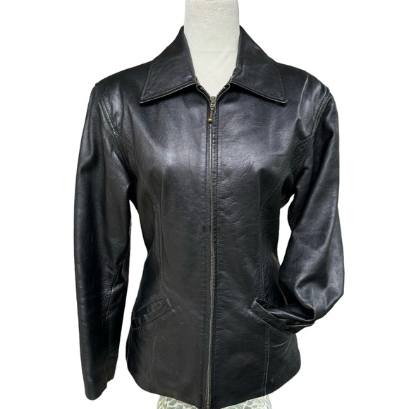 Wilsons Leather Thinsulate Black Zip Up Jacket Thermal Insulation Lined Womens - Picture 1 of 14